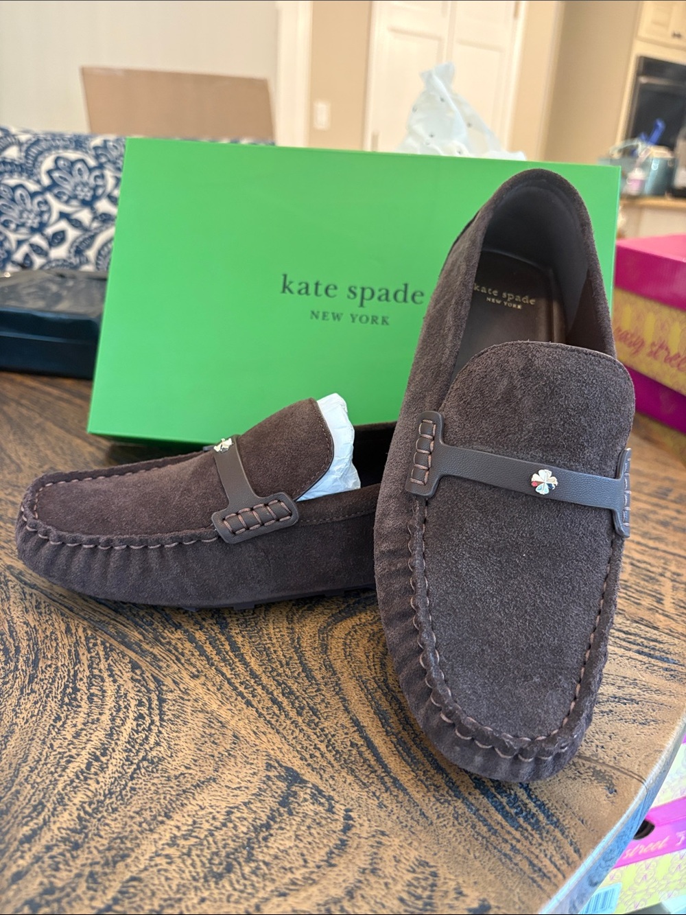 kate spade brown Suede Moccasin Loafers